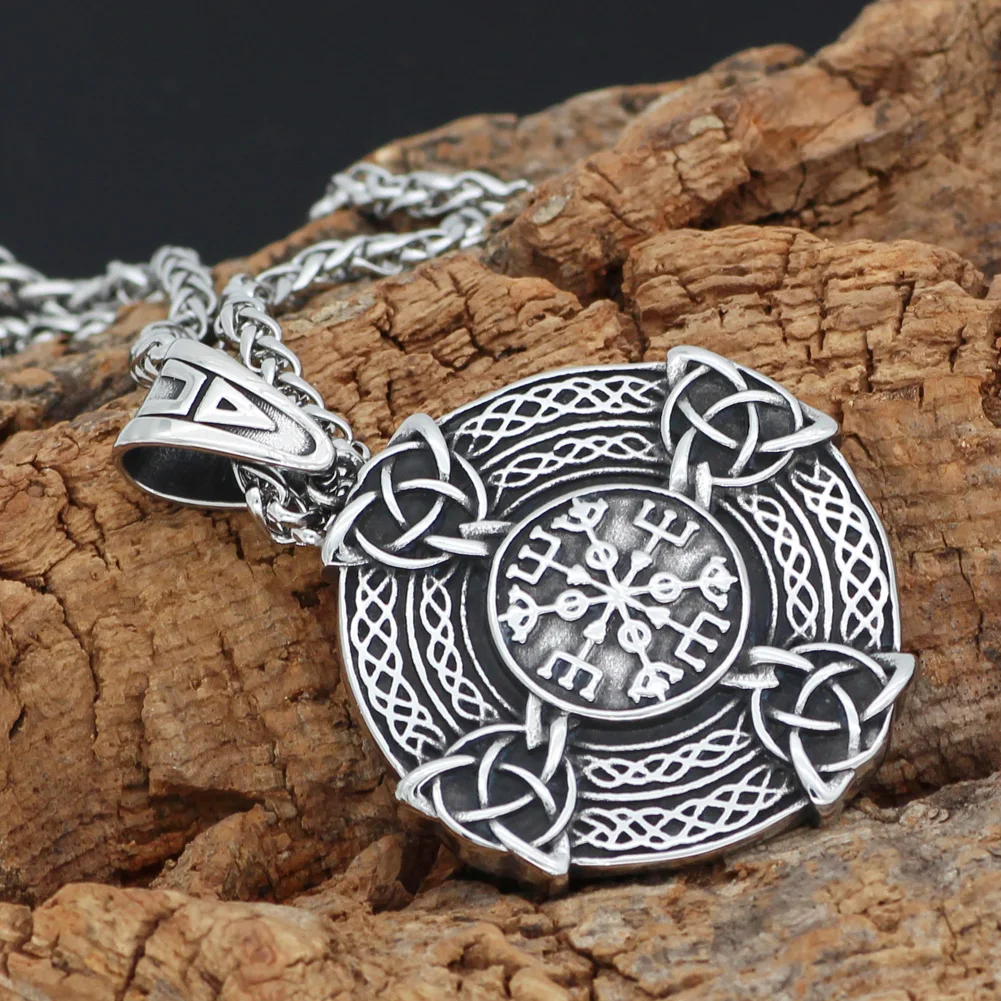 Viking Nordijska poganski vozel amulet iz nerjavečega jekla ščit nakit ogrlica
