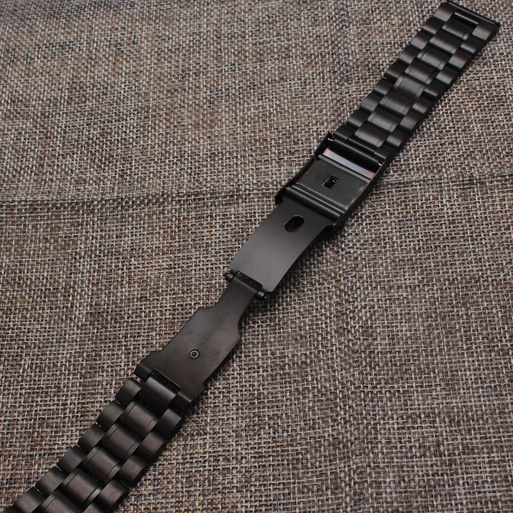 Watchstrap 18 mm 20 mm 22 mm 24 mm Black Metal Brušena Watch Zapestnica iz Nerjavečega Jekla WatchBand Flip Zaklepanje Sponke za hitro dostavo 2017