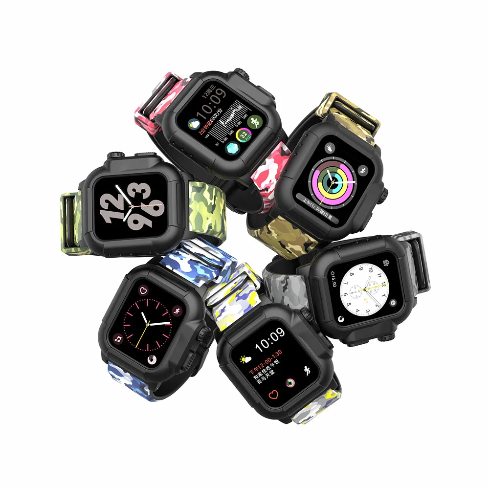 Za Apple Watch Band 44 mm 40 mm 42mm Vodotesno Ohišje+Silikonski Trak Prikrivanje Šport Zapestnica Okvir za iWatch Serije SE/6/5/4/3