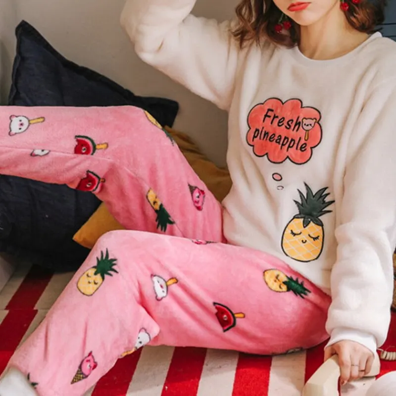 Zimske Ženske Toplo Priložnostne Nightdress Sleepwear Pijama Mujer Flanela polno rokav Pižamo Komplet Ženske Homewear Pižame Ženske Oblačila