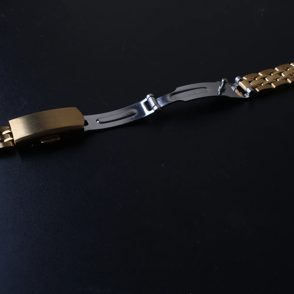Zlato Nerjavečega jekla Watchbands Trak Zapestnico Watch trak zapestnica 10 mm 12 mm 14 mm 16 mm ravne konča zložljiva sponke klasičnih vroče