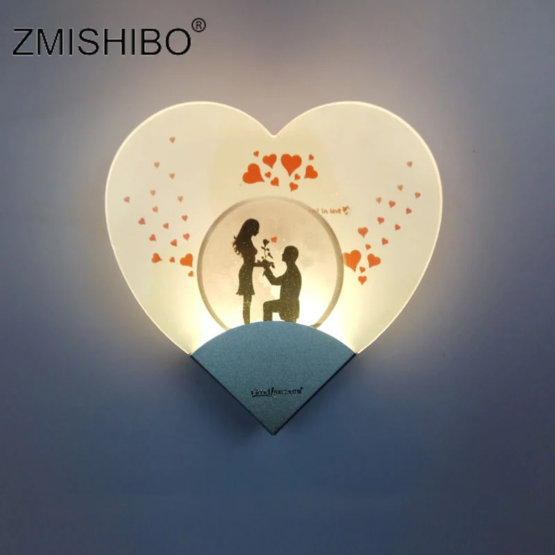 ZMISHIBO Sektor Fan oblike LED Stenska Svetilka Doma Dnevna Soba Dekoracijo 5W 220V Stenski Rov Sladko Srce Oblikovan svetlobna telesa.