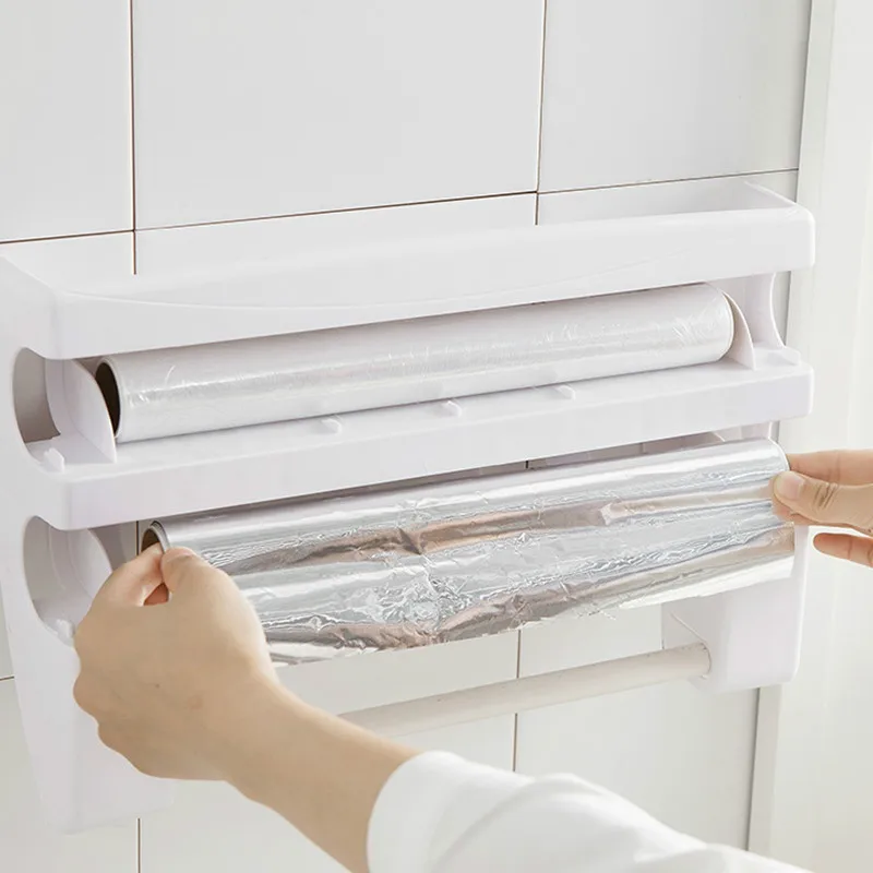 1 KOS Kuhinja embalaža rezanje steni visi papirnato brisačo imetnik plastičnih hladilnik plastično zaviti shranjevanje rack AP1117957