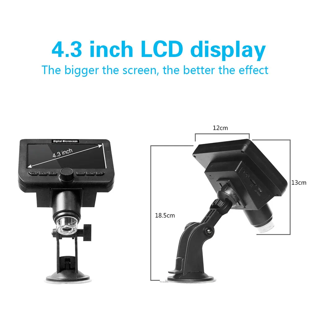 1080P 1000X Digitalni Elektronski Mikroskop 4.3 palčni HD Zaslon LCD Prenosni Digitalni Mikroskop Lupo Popravilo Orodje za Spajkanje