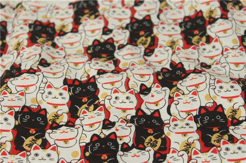 150 CM*50 CM bombažne tkanine Japonski soft breeze risanke mačka tiskanje tkanine, ročno DIY mozaik usta zlato paket krpo