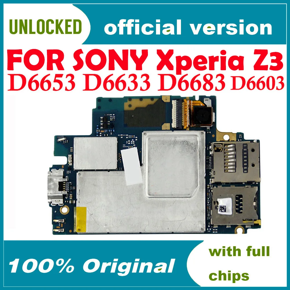 16GB Wth Sistema Android Za Sony Xperia Z3 D6603 D6653 D6683 D6633 Mainboard Original Odklenjena Uradni Različice matične plošče