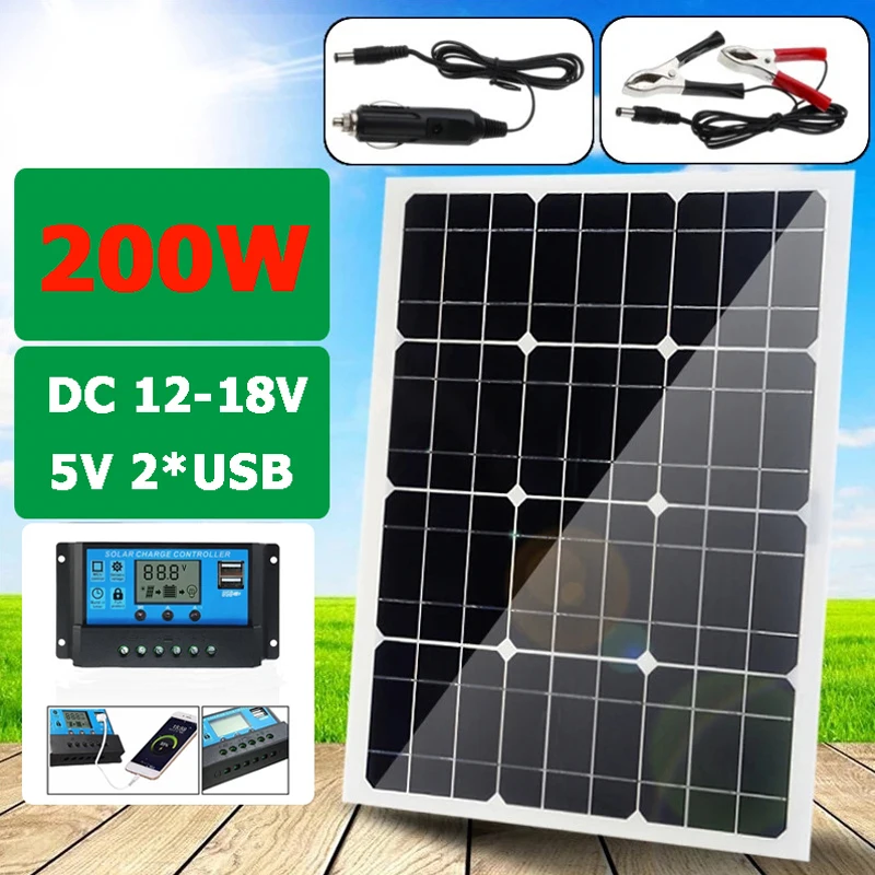 200W solarnimi Z 30A Krmilnik za Dual USB 12V/5V Nepremočljiva Monocrystalin Sončne Celice, Regulator za Avto, Jahto Napolnjenosti Baterije