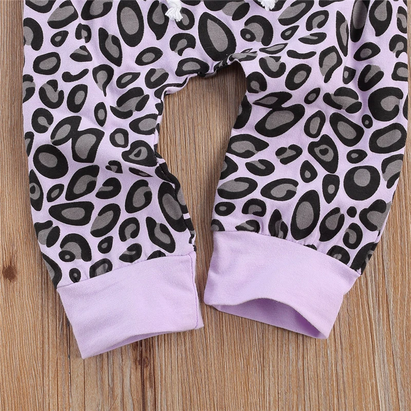 2Pcs Malčka Jeseni Obleke Leopard Print O-Vratu Dolgo Rokavi Top + Elastični Pas Hlače za Baby Fantje Dekleta 6 barv
