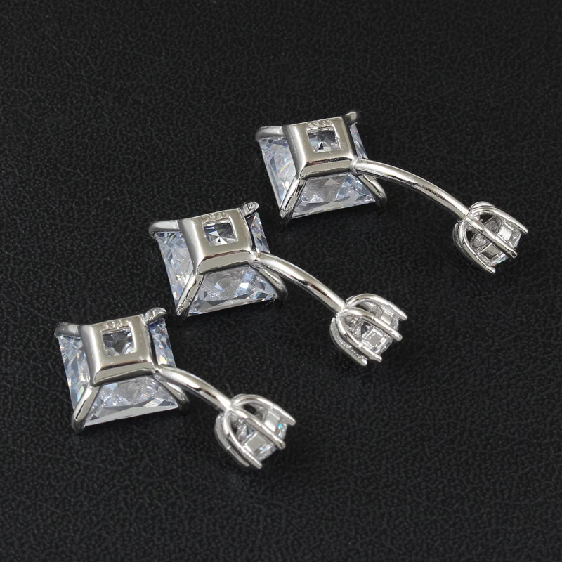 925 sterling srebrni trebuh obroč kvadratnih kubičnih cirkon popka obroč seksi trebuh, preboji nakit