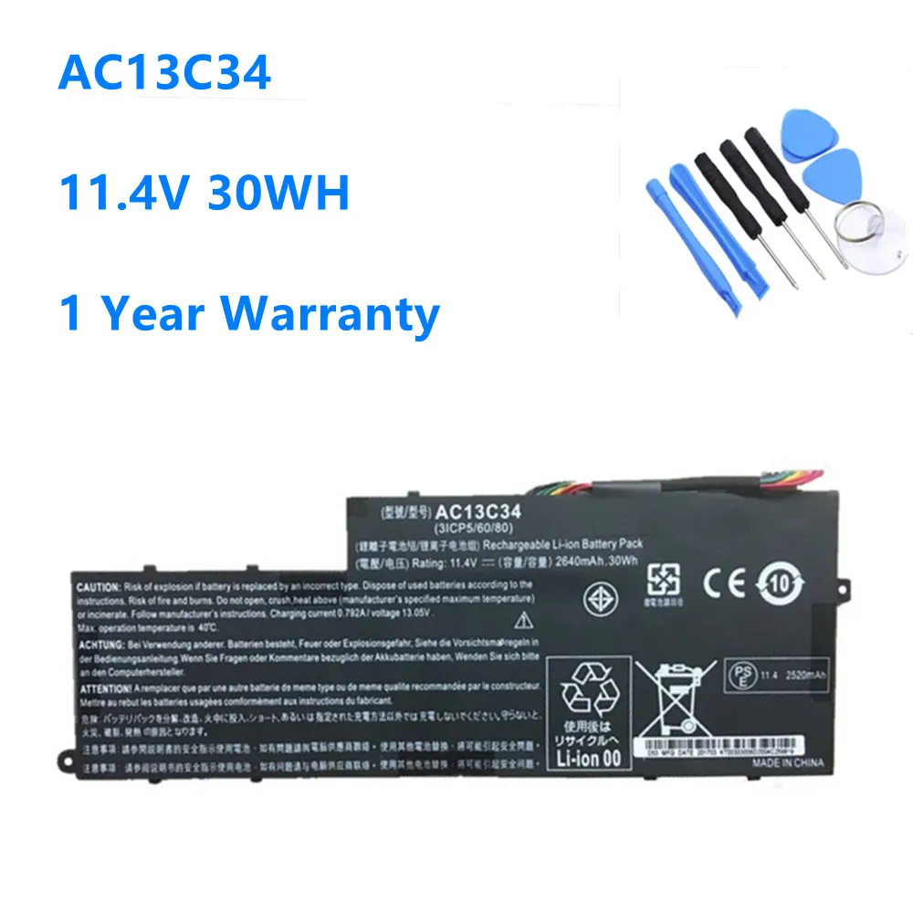 AC13C34 Laptop Baterija Za Acer Aspire V5-122P V5-132 E3-111 E3-112 ES1-111M MS237 KT.00303.005 AC13C34 11.4 V 30WH