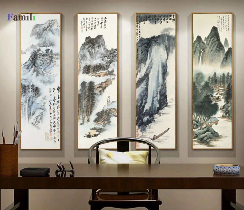 Affiche Letnik Platno Slikarstvo Zhang Daqian Stenskih slikah, za dnevno Sobo Plakate in grafike Doma Dekoracijo
