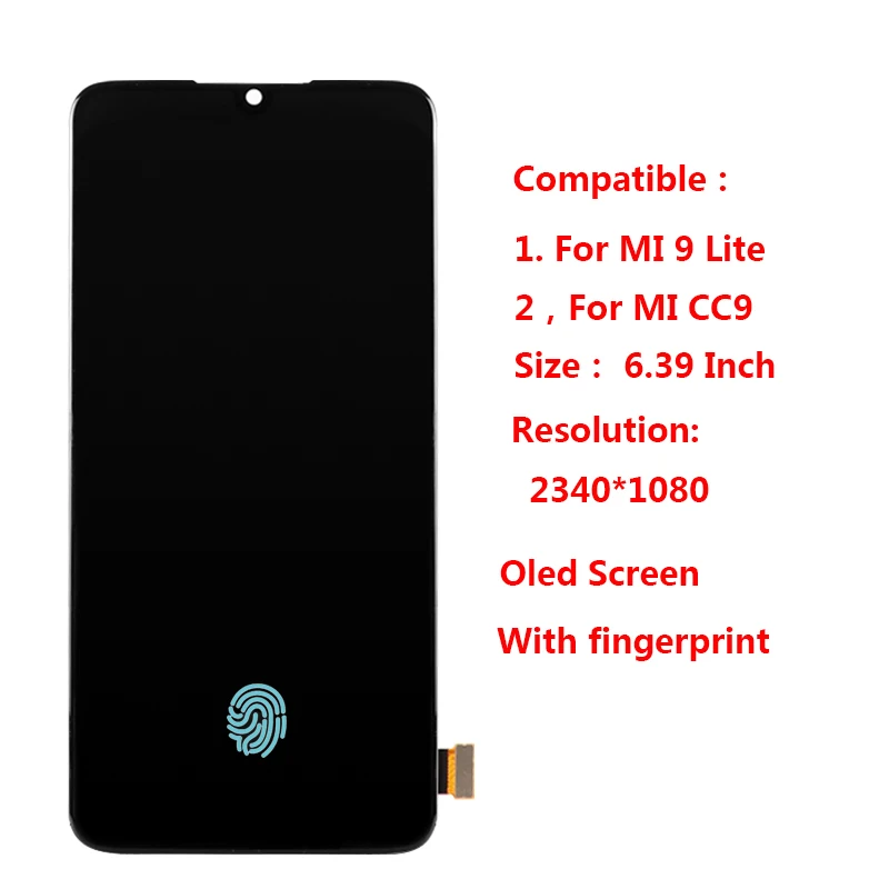 Amoled Zaslon LCD Za Xiaomi MI 9 Lite Zaslon na Dotik 10 Zaslonu na Dotik Zamenjava Za Xiaomi MI CC9 MI9 Lite Z Prstnih odtisov