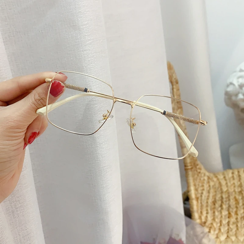 Anti-blue light crystal sijoče noge žensk očala 2020 nov modni zlitine kvadratnih roza zlata očala ženski računalnik očala