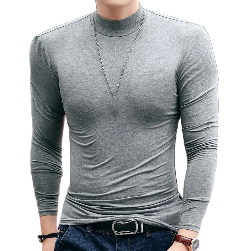ARCSINX Long Sleeve Majica s kratkimi rokavi Moški Plus Velikost 4XL Fitnes Majico Turtleneck Človek Slim Fit Moški t-shirt Človek Dolg Rokav T-shirt Modal