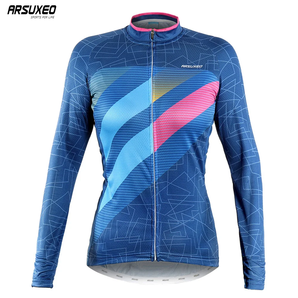 ARSUXEO Žensk Pomlad Jesen Dolge Rokave Kolesarski Dres Pro MTB Kolesa, Oblačila Kolo Majica Ciclismo Quick Dry Z6