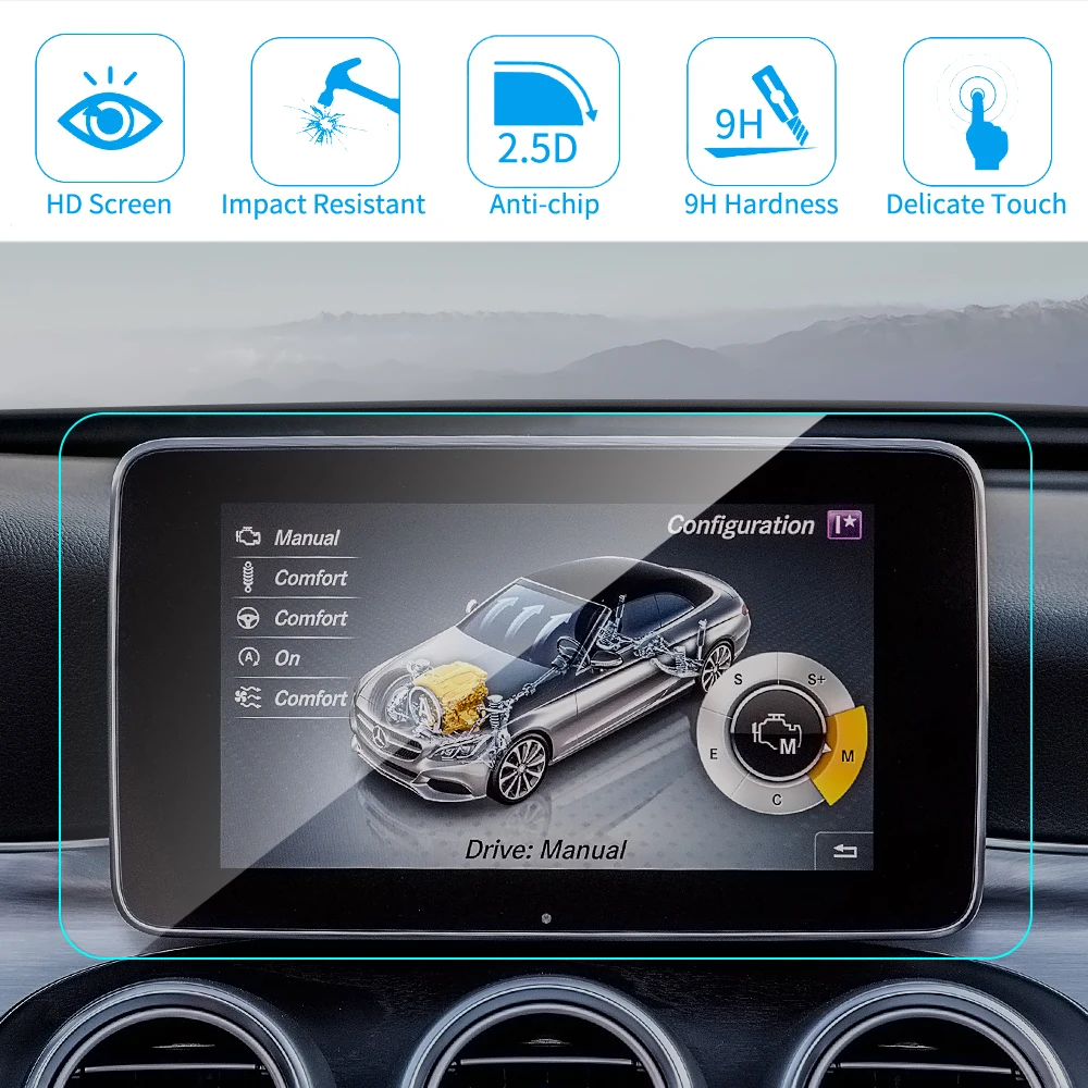 Avto GPS Navigacijski Zaslon Patron Film za Mercedes X253 GLC Razred HD Jasno Kaljeno Steklo Zaščitno folijo Avto Dodatki