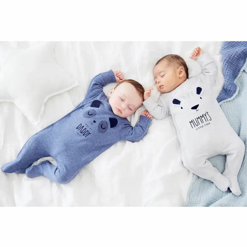 Babygrow Sleepsuits Baby Romper 0-18 Mesecev Dojenčka Risanka Nosi, Otroška Oblačila Dekle&Fantje Dolgo Rokavi Očka Mami Otroške Igralne Obleke