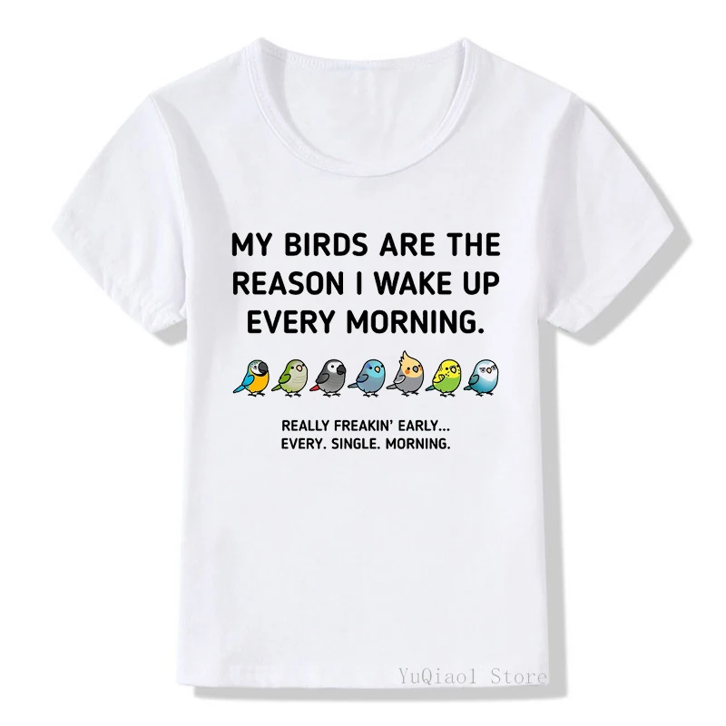 Barvita cockatiel ptic tiskanja otroci smešno t shirt poletnih vrh otroška oblačila malčka dekle, fant obleko luštna otroška t-majice