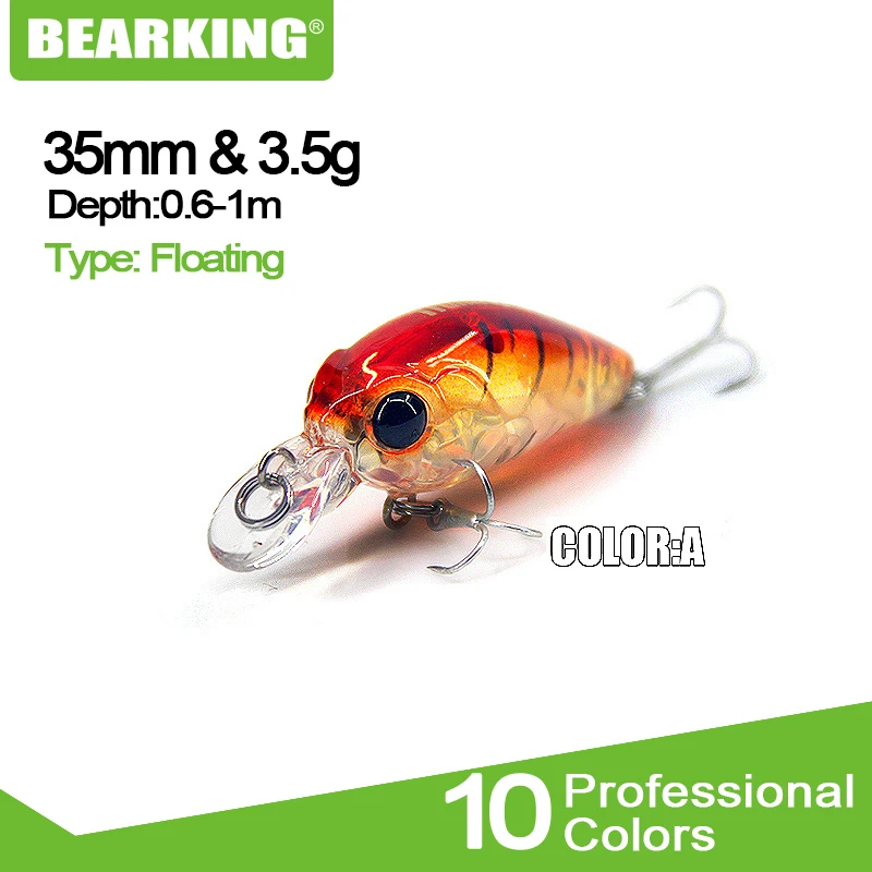 Bearking 2018 kot nalašč strokovni A+ ribolov vab,8color za izberite mini ročice 35mm 3.5 g opustitvi potop 1m pisanec težko vabe