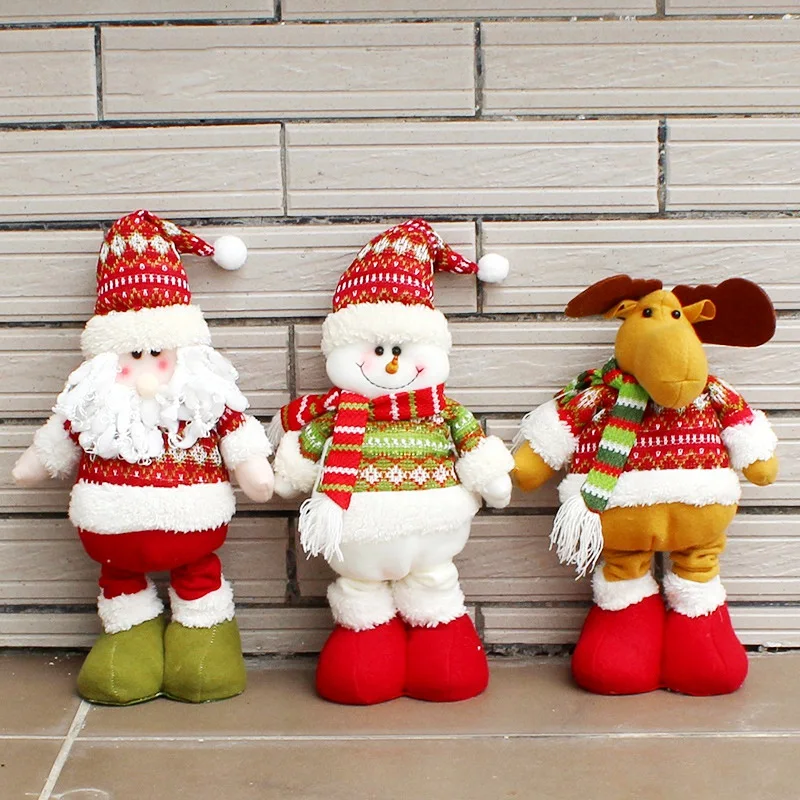 Božič Lutke Zložljive Santa Claus Snežaka Elk Igrače Božič Figurice Božično Darilo Za Otroka Red Xmas Tree Ornament 2020