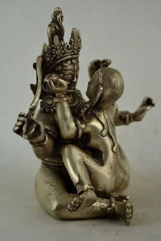 BREZPLAČNA Dostava Zbirateljske Okrašena Handwork Stari Tibet srebro Vklesan Buda Bi Radi Kip