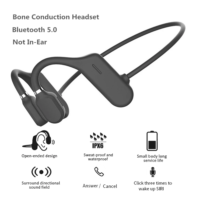 Brezžične Slušalke Prevajanje po Zraku Bluetooth 5.0 Slušalke Z Mikrofon Stereo Čepkov Slušalk, ki Niso V Uho Slušalke IPX6 Nepremočljiva