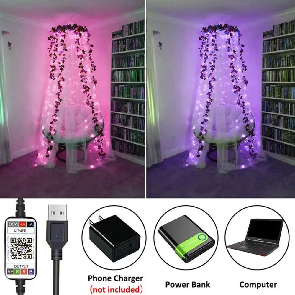 Christmas Tree Okraski Luči Meri Smart Bluetooth, LED Osebno Niz Luči App Remote Control Luči Dropship