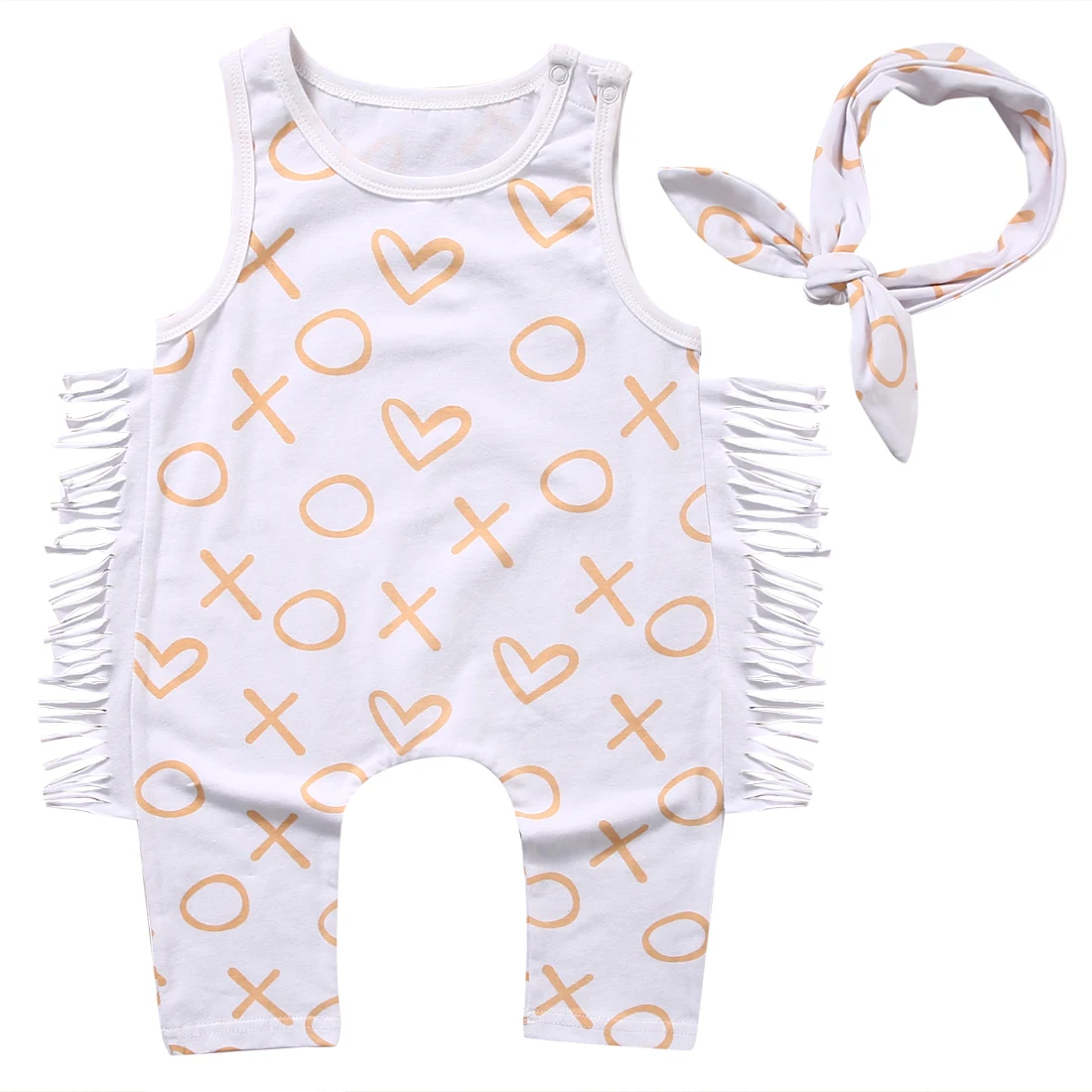 Citgeett Newborn Baby Girl Obleke Poletje Geometrijske brez Rokavov Tassel Romper +Glavo 2PCS Nastavite Obleko Sunsuit Princesa Kostum