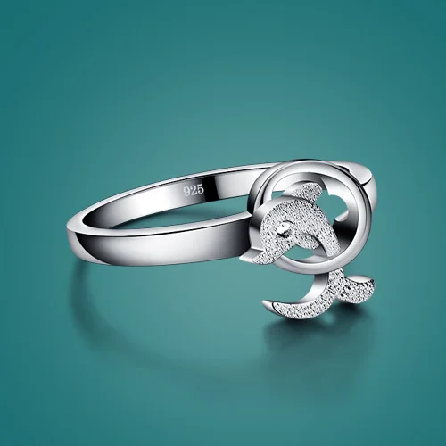 Delfini 925 čisto iver obroč;ženske 925 sterling srebrni prstan;Priljubljen nakit;Sladko in lepo;