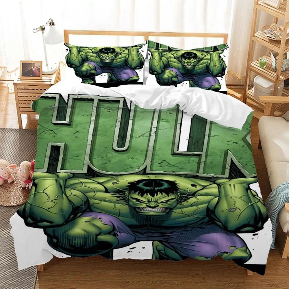 Disney Risanke Zelena Hulk 3D Posteljnina Določa Fantje Maščevalec Junak Znak Prevleke Rjuhe Kritje Set za Spalnica Dekor