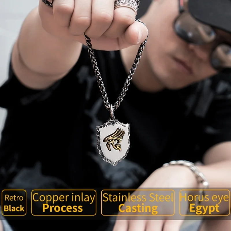 Egipt Oči Horus Ogrlice za Moške Nezakonitih Ščit, Ogrlico, Obesek, Punk Nakit