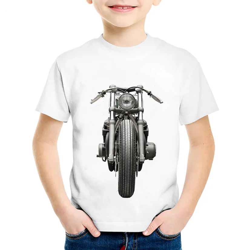Fantje in dekleta bombaž krog vratu T-shirt retro motocikli tiskanje, vzorec poletje otrok udobno univerzalno priložnostne obrabe