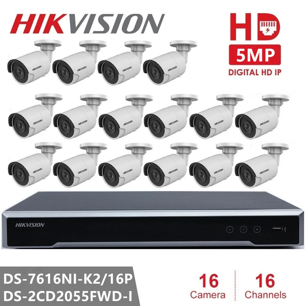 Hikvision 4K CCTV kamer 16CH POE NVR Kit 5MP Prostem Varnosti IP Kamero Dan/Noč P2P Video nadzorni Sistem KIT