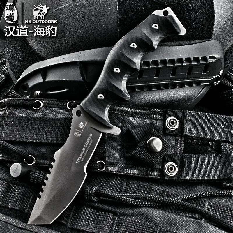 HX prostem trdoto visoko taktično nož multi orodje površina prekrita s titanom Osnovna črna Nož za Kampiranje Orodje za preživetje lov knive