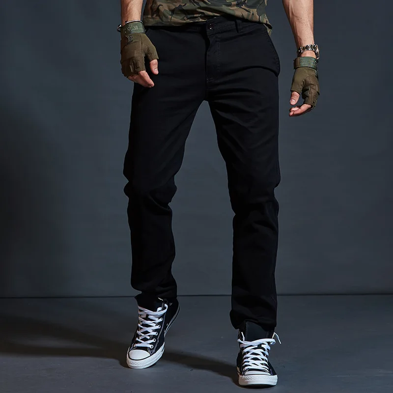 ICPANS Mens Priložnostne hlače za Modo Ulične Tovora Vojaško Taktično Hlače Moški Regualr Naravnost Bombaž Black Kaki modra