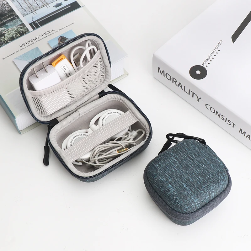 IKSNAIL EVA Težko Zadrgo Mini Čepkov Slušalke Primeru Za BlueBuds Usnjena torbica za V uho Bluetooth Slušalke Vrečko Polnilnik Organizator