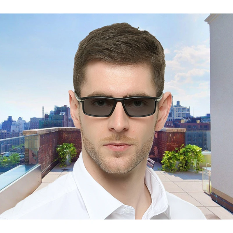 Inteligentni Photochromic Obravnavi Očala povečevalna Moške Kvadratni Okvir Očal Kovinski Tempelj, Oblikovanje Računalniške Očala UV400 H5