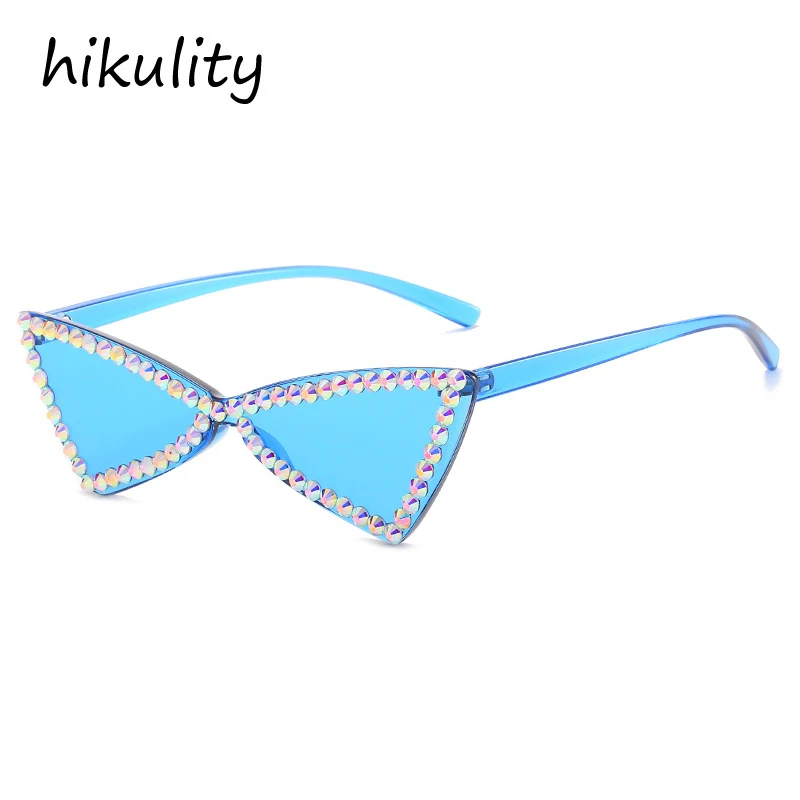 Luksuzni kristalno okvir sijoče sončna očala za ženske novo modno elegantna trikotnik candy barve mačka oči, sončna očala ženska elegantna odtenki