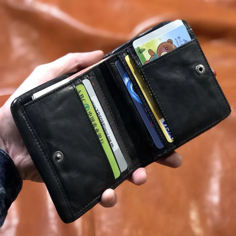 Mehko črno usnje mini torbici Moške kratke denarnice moških navpično retro usnja cowhide mala torbica enostavno zadrgo za kartico sim moški