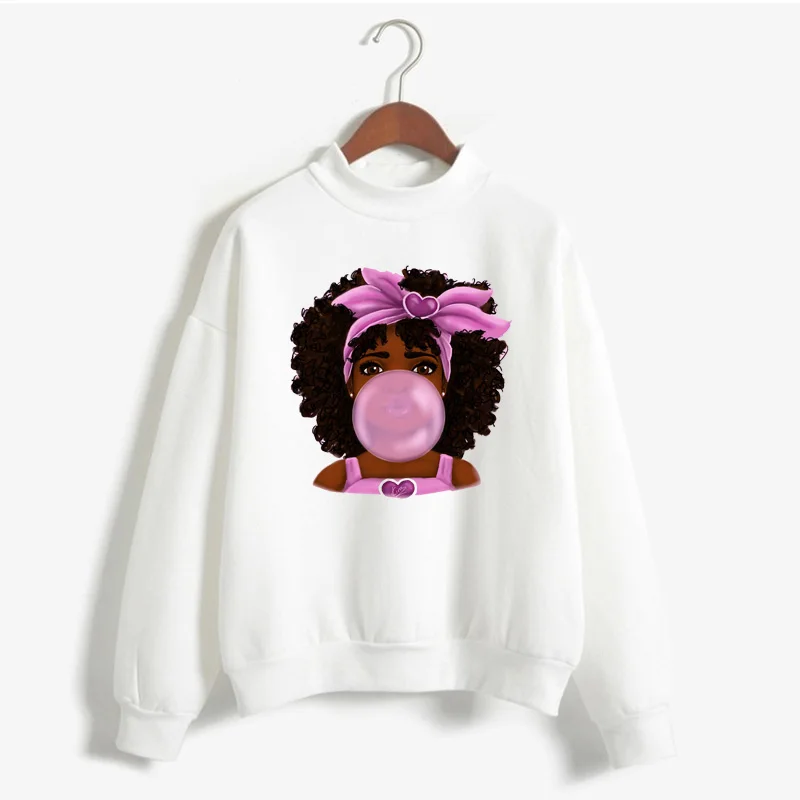 Melanin Poppin Ženski Pulover Črne Afrike Kodraste Lase Dekle Print Majica za Ženske Harajuku Modi Afro Zgodovina Hoodie Femme
