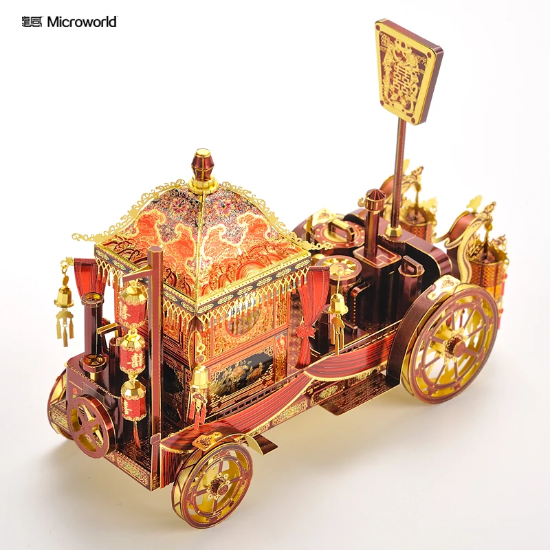 Microworld Poročni avto model kompleti DIY lasersko rezanje sestavljanke borec model 3D kovinski Puzzle Igrače za Otroke darila