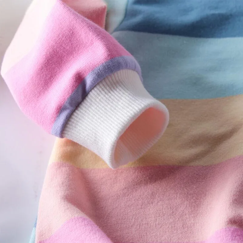 Moda Baby Dekleta Pisane Romper Asimetrija Hooded Jumpsuit Risanka Namenjena Sweatershirt Vrhu za Otroke Priložnostne Obrabe