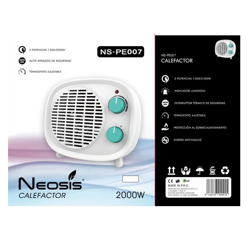 Neosis električni grelec NS-PE007 2 pristojnosti 1000/2000W nastavljiv termostat-Samodejni varnostni izklop