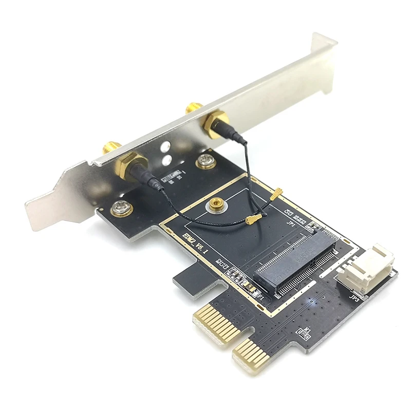 NGFF M2 Brezžično Kartico PCI-E Pcie Namizje Bluetooth Adapter Pretvornik z 2 AC Antena za AX200 9260AC 8265NGW