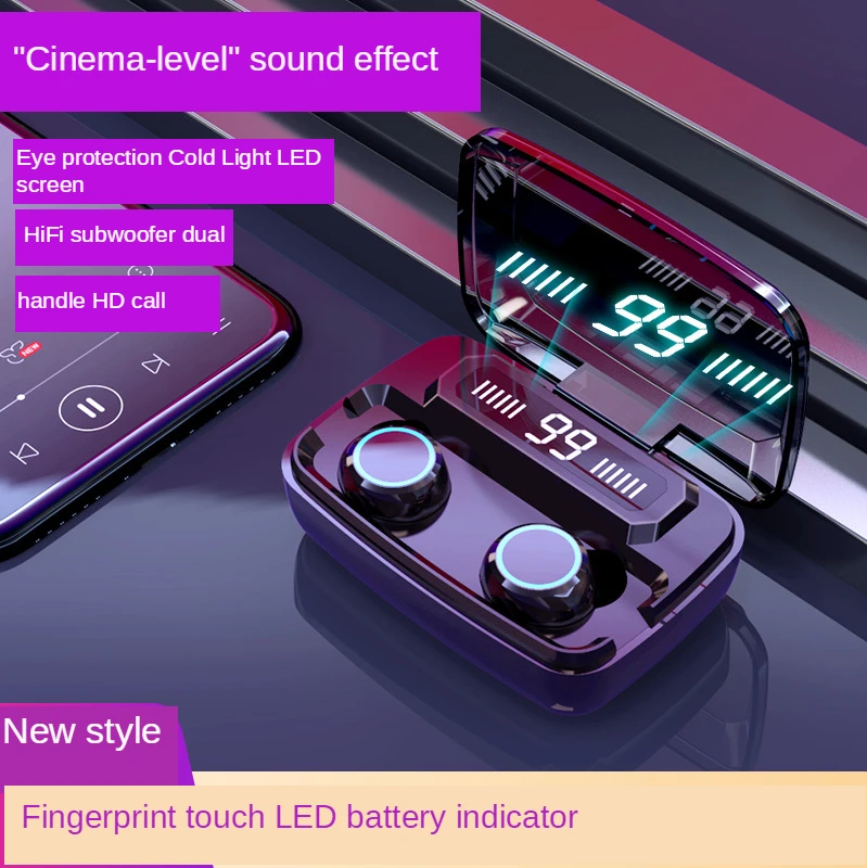 Novo M11 Brezžične Slušalke z Mikrofon Baterija Zaslon Bluetooth Slušalke Športne Stereo in-Ear TWS5.0 Čepkov 2020