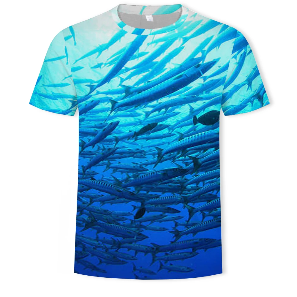 Ocean fish vzorec za moške in ženske majice Harajuku barva 3D tiskanje majice ribolov zabava moške majice