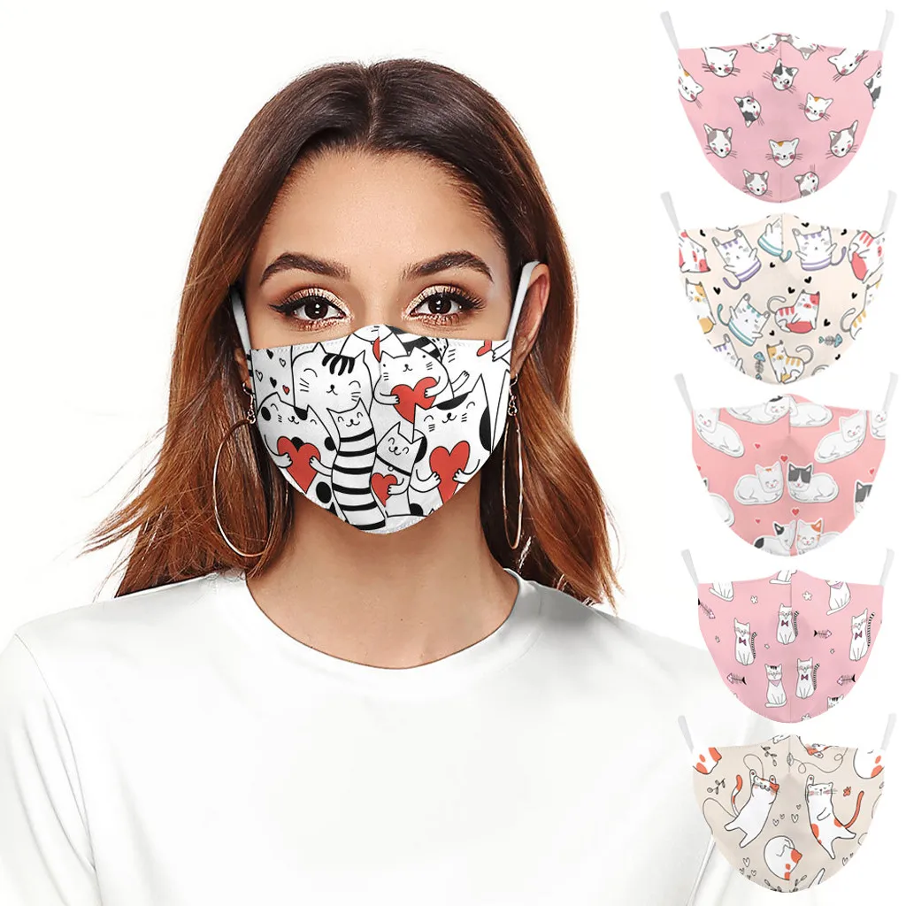 Odraslih Anime Risanke Mačka Tiskanja Zaščitna PM2.5 Nastavljiv Maske Antipollution Usta-žarilna Stroj Tkanine Maske mascarilla
