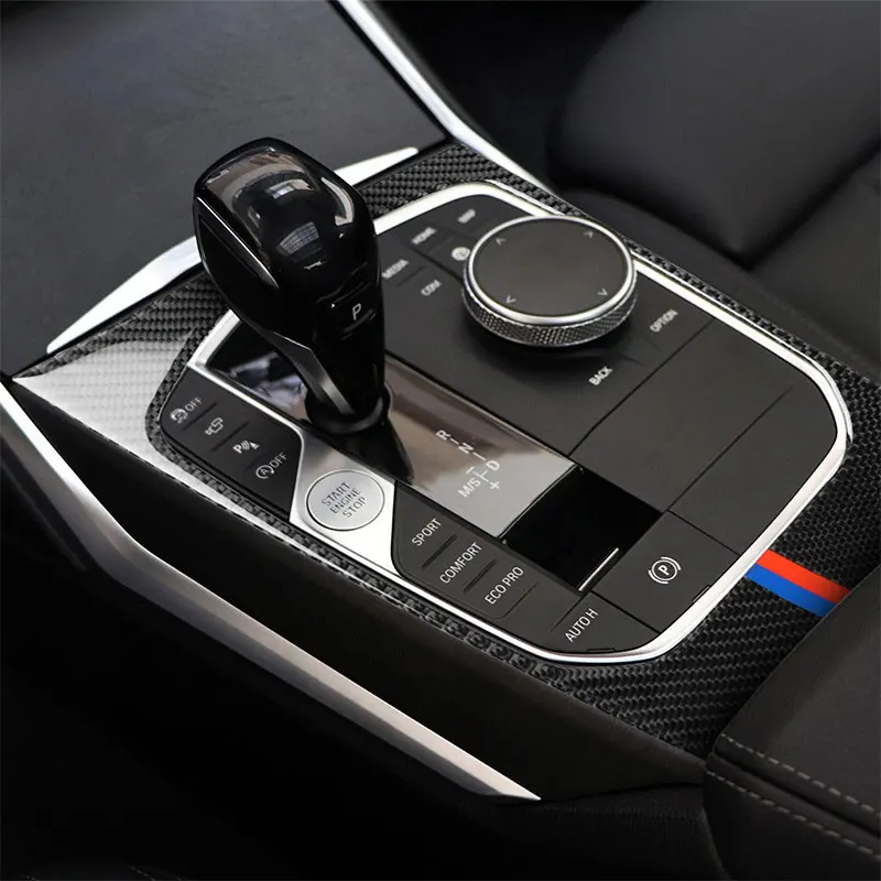 Ogljikovih Vlaken Avto Dodatki Notranjost naprave za Krmiljenje Polje Shift Plošča Pokrov Trim Nalepke Za BMW G20 G28 350li 330D 335 2019 2020