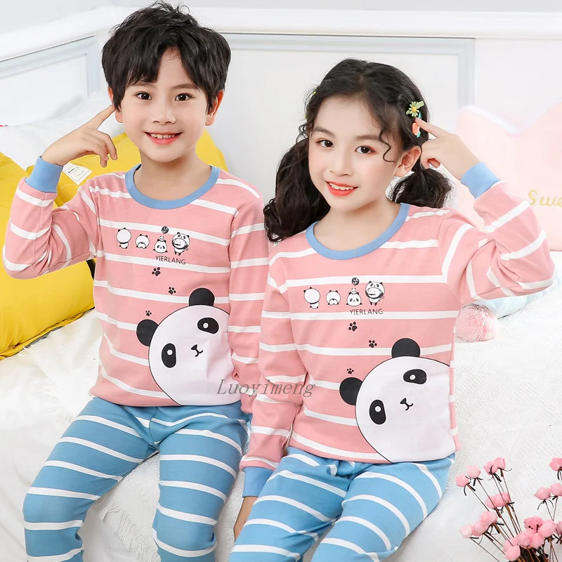 Otroci Fant Dekleta, Obleka Pižamo Komplet Bombaž otroška Sleepwear 2 Kosa Risanka Vrhovi+Hlače Otroci Pyjama More 4 6 8 10T