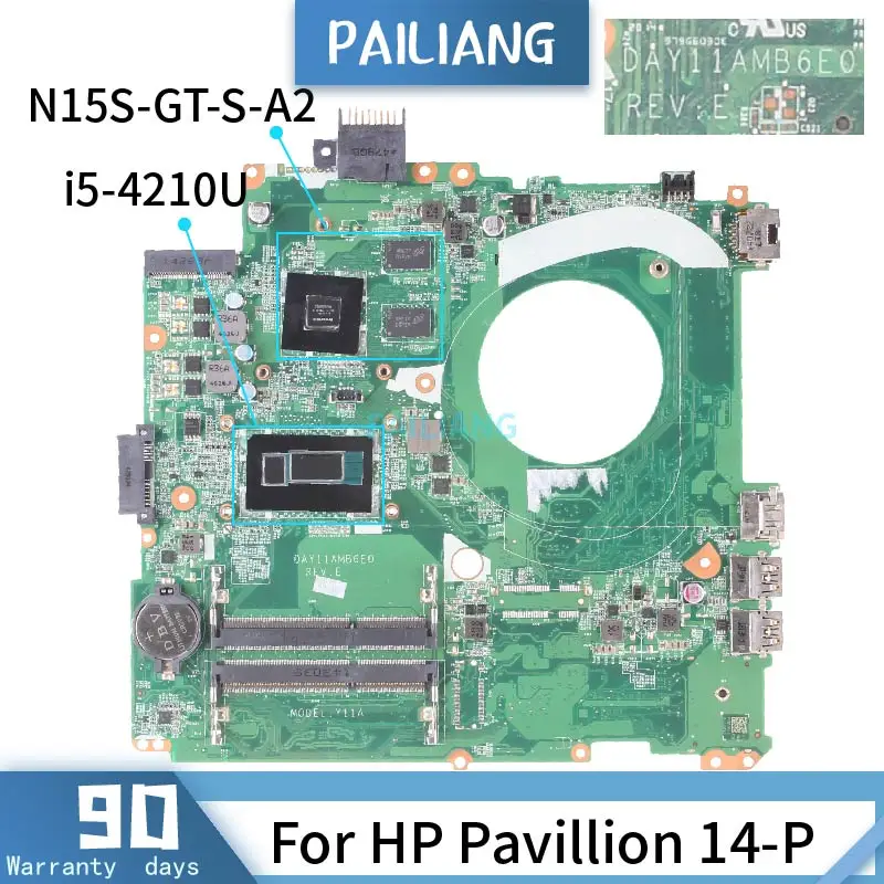 PAILIANG Prenosni računalnik z matično ploščo Za HP Pavillion 14-P Mainboard DAY11AMB6E0 Jedro SR1EF I5-4210U N15S-GT-S-A2 PREIZKUŠEN DDR3